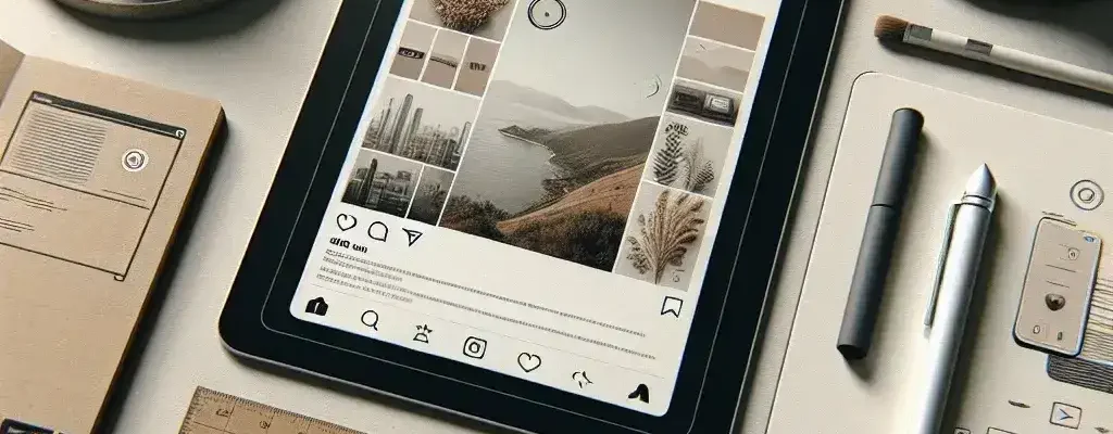 Alt text: "Ejemplo de plantilla para posts de Instagram diseñada con herramientas creativas, mostrando colores vibrantes y elementos visuales atractivos, representando la guía definitiva para crear contenido visual impactante."