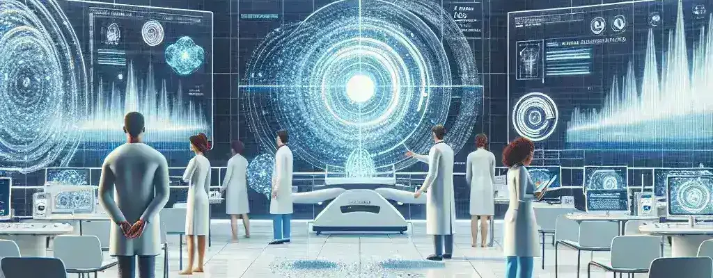 "Profesionales de la salud en hospitales vascos analizando datos de inteligencia artificial para el diagnóstico de enfermedades raras en pacientes."