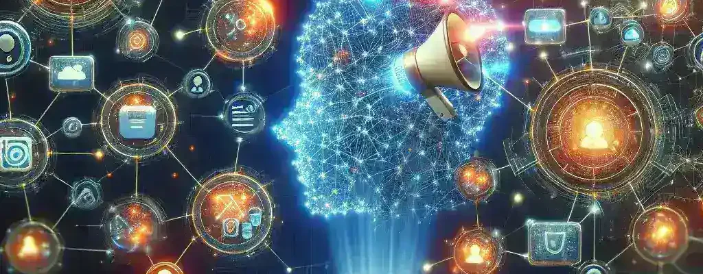 "Gráfico ilustrativo de herramientas de análisis de redes sociales impulsadas por inteligencia artificial, destacando su impacto en la revolución del marketing digital, en el contexto del artículo 'Herramientas de Análisis de Redes Sociales Impulsadas por IA: Revolucionando el Marketing Digital'."